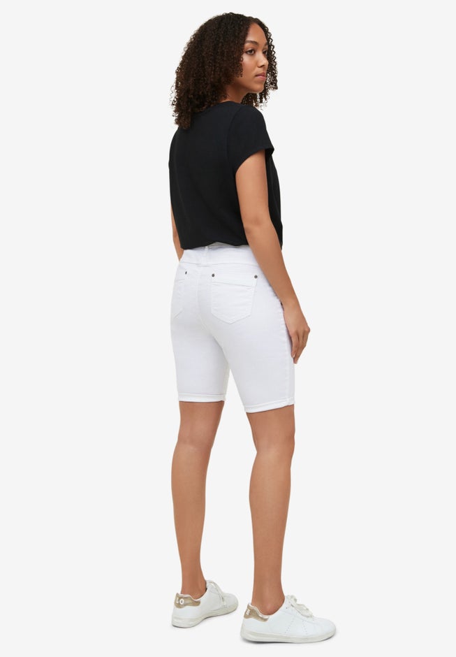 Button-Front Denim Shorts image number 1