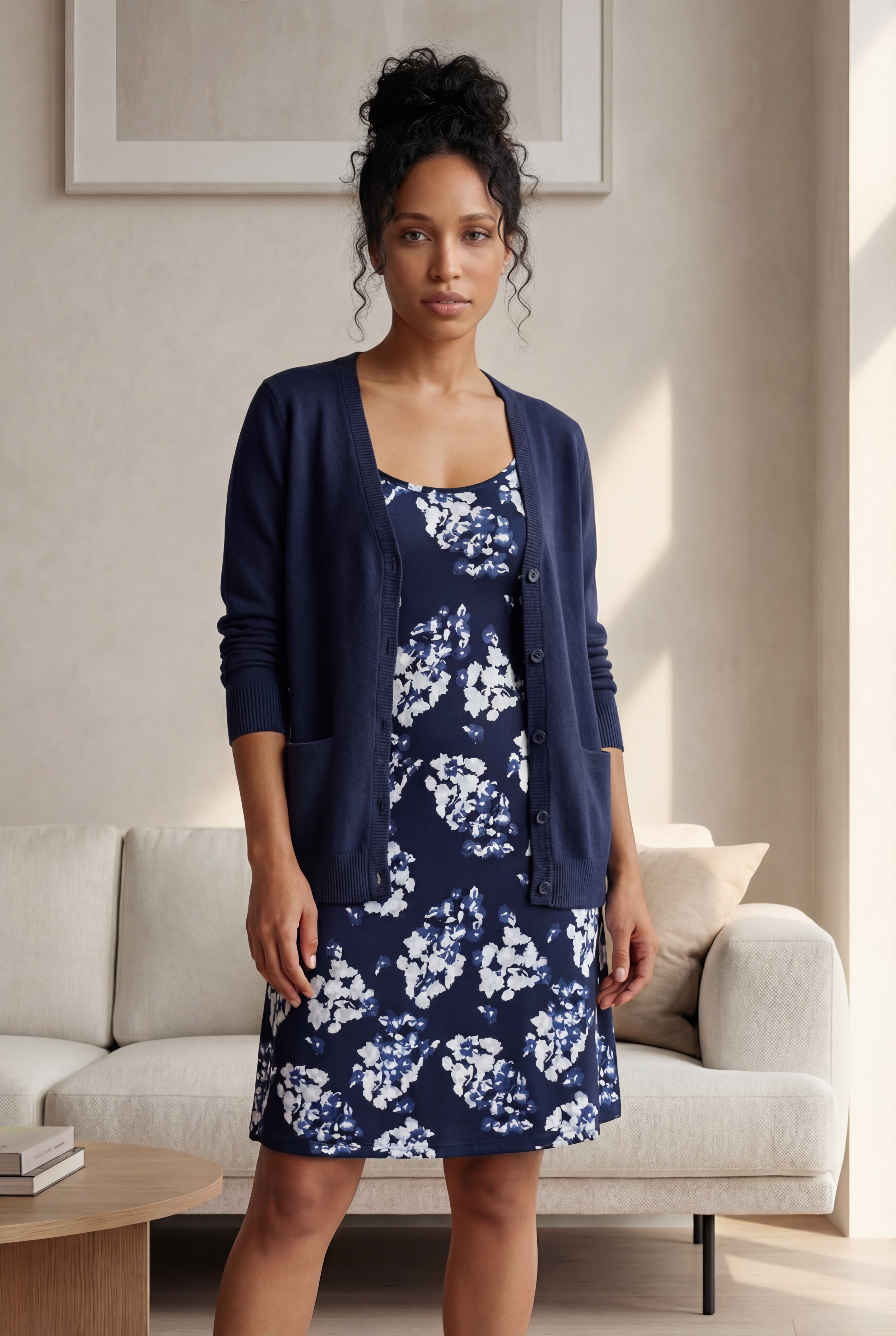 Stretch Knit Scoop Neck Tank A Line Dress image number 2