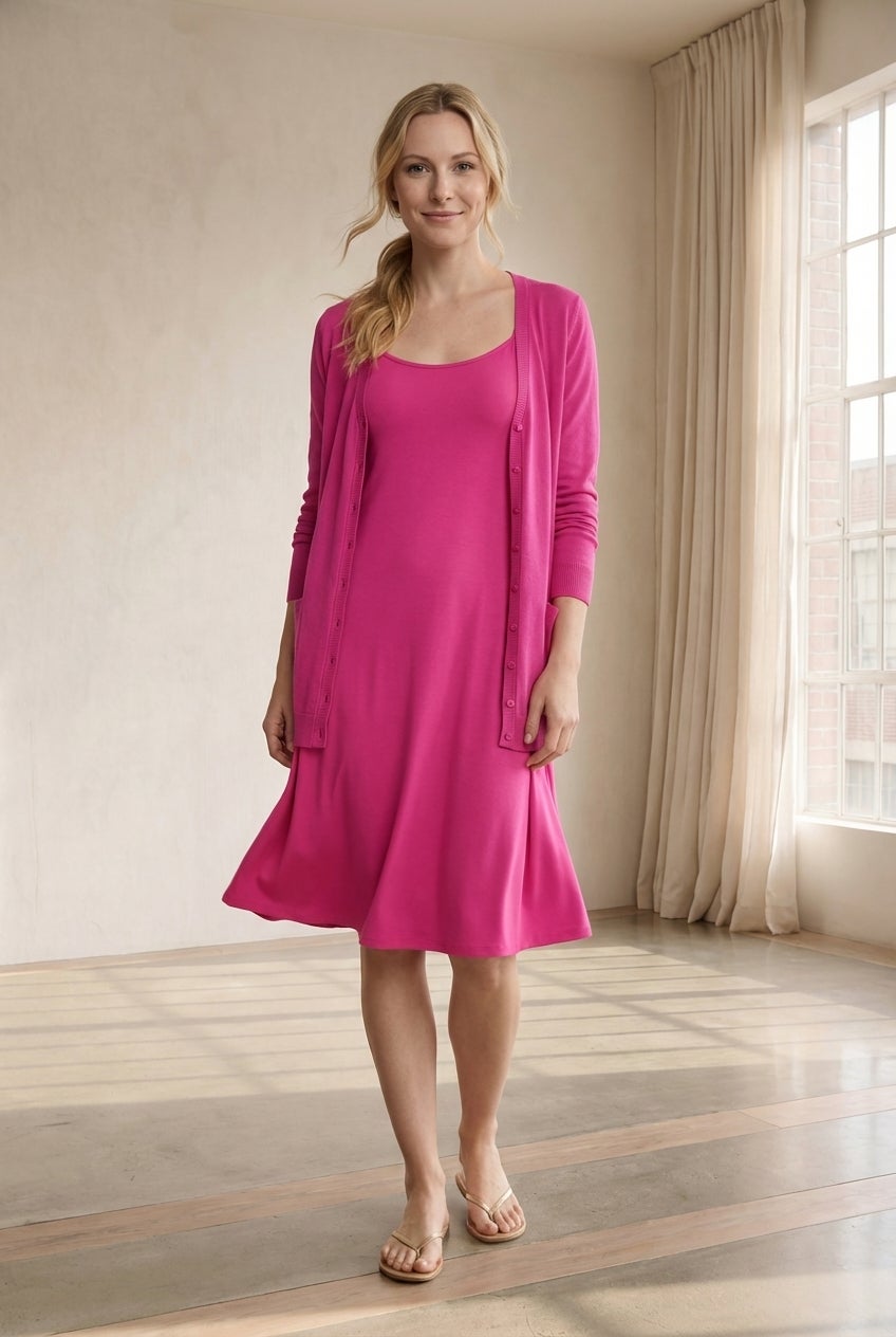 Stretch Knit Scoop Neck Tank A Line Dress image number 2