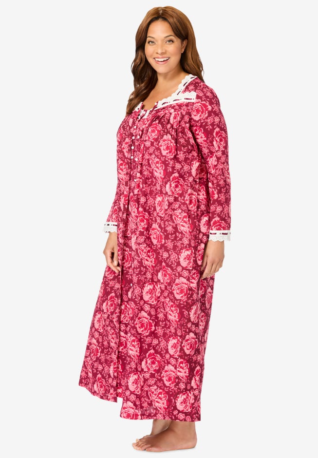 Long 2-Piece Cabbage-Rose Peignoir Set image number 2