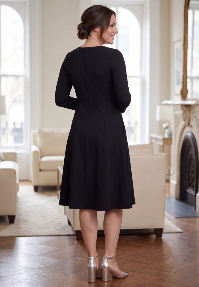 Long Sleeve Stretch Ponte Dress image number 1