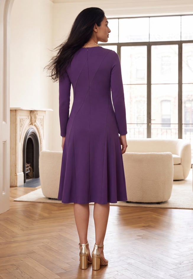 Long Sleeve Stretch Ponte Dress image number 1
