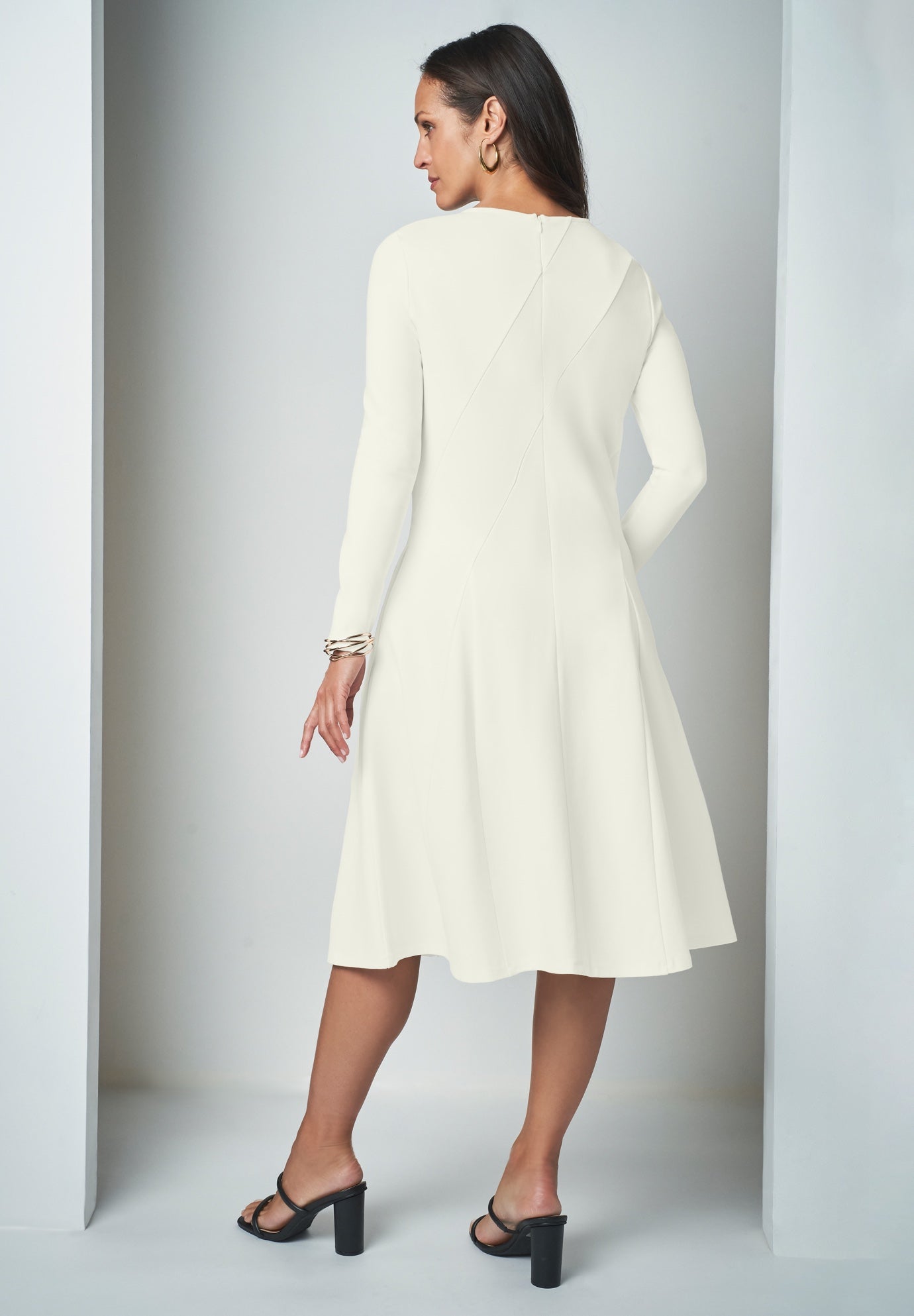 Long Sleeve Stretch Ponte Dress image number 1