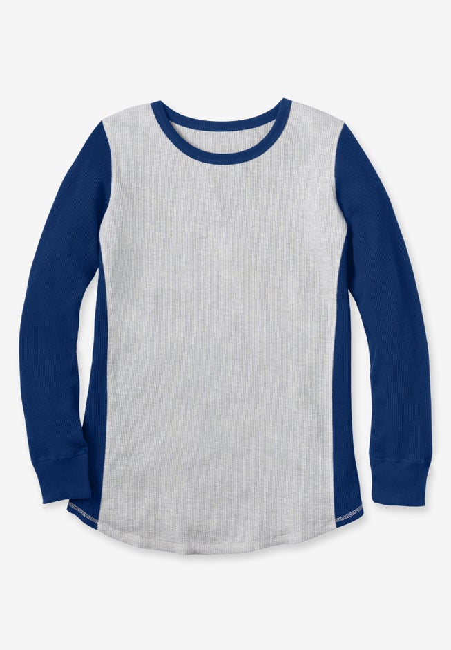 Colorblock Scoopneck Thermal Sweatshirt image number null
