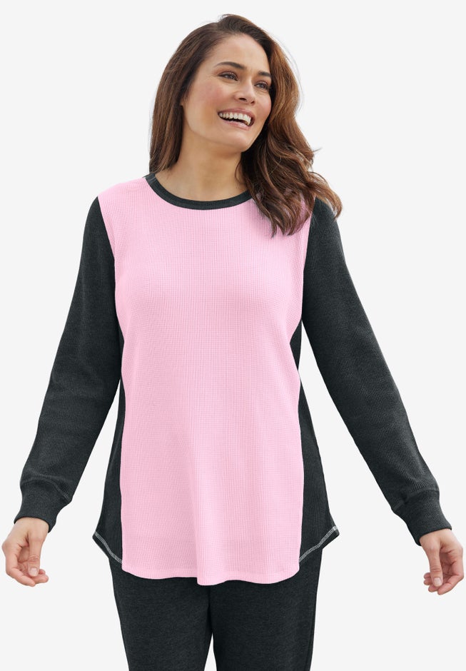 Colorblock Scoopneck Thermal Sweatshirt image number null