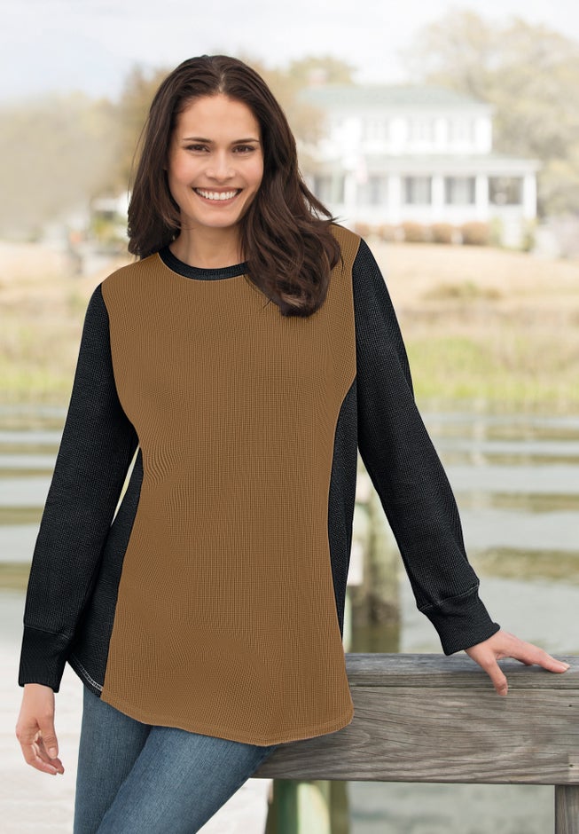 Colorblock Scoopneck Thermal Sweatshirt image number 0