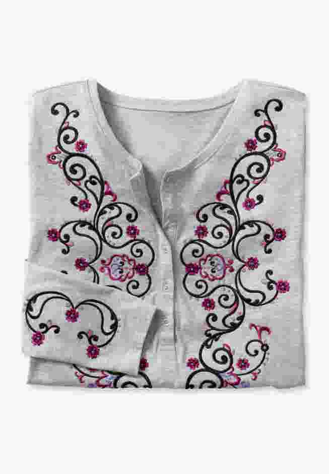 Embroidered Henley Tee image number 2
