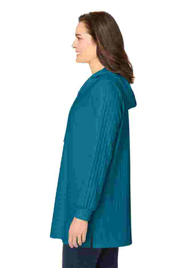 Rib-Knit Sherpa Hoodie Sweatshirt image number 2