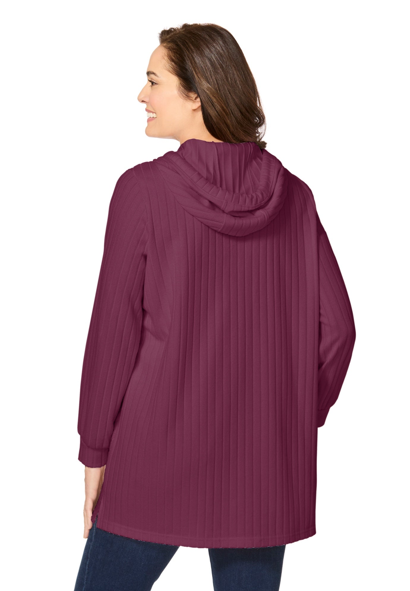 Rib-Knit Sherpa Hoodie Sweatshirt image number 1