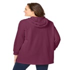 Rib-Knit Sherpa Hoodie Sweatshirt image number null