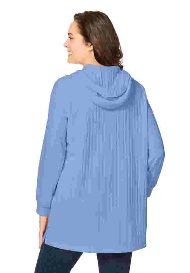 Rib-Knit Sherpa Hoodie Sweatshirt image number 1