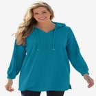 Rib-Knit Sherpa Hoodie Sweatshirt image number null