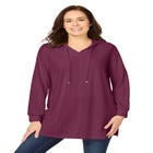 Rib-Knit Sherpa Hoodie Sweatshirt image number null