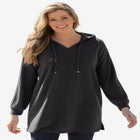 Rib-Knit Sherpa Hoodie Sweatshirt image number null