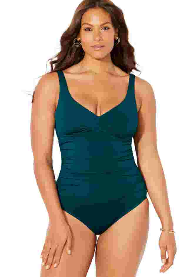 V-Neck One Piece Swimsuit image number 6