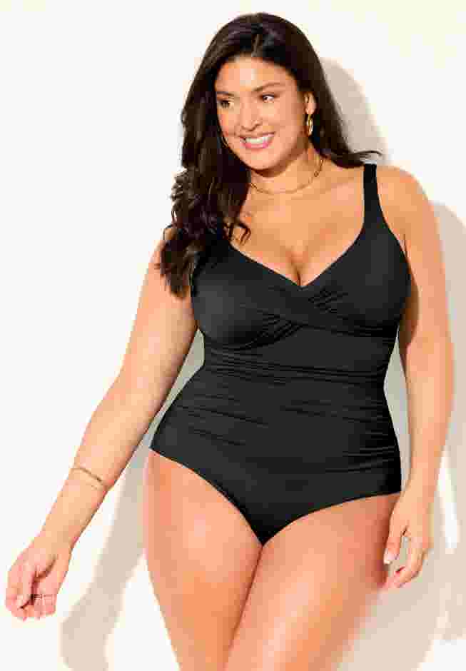 V-Neck One Piece Swimsuit image number 2