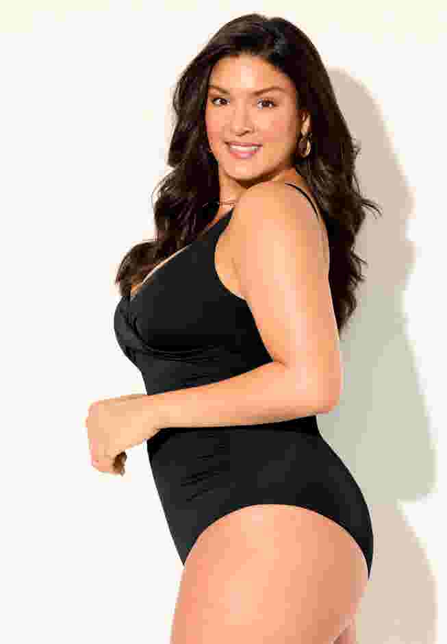 V-Neck One Piece Swimsuit image number 3