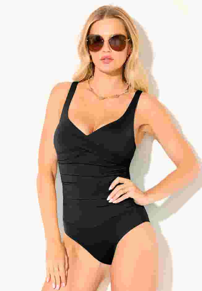 V-Neck One Piece Swimsuit image number 5