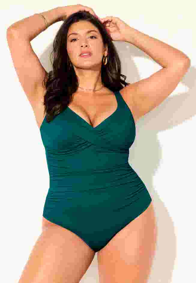 V-Neck One Piece Swimsuit image number 0
