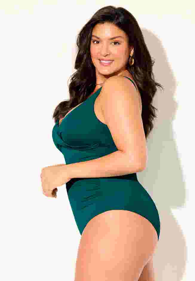 V-Neck One Piece Swimsuit image number 2