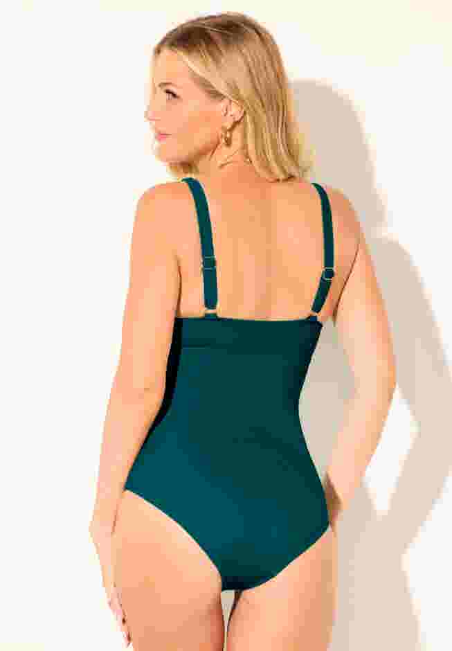 V-Neck One Piece Swimsuit image number 4