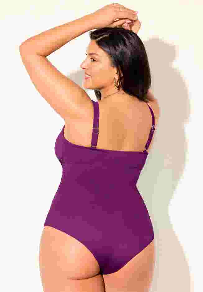 V-Neck One Piece Swimsuit image number 1