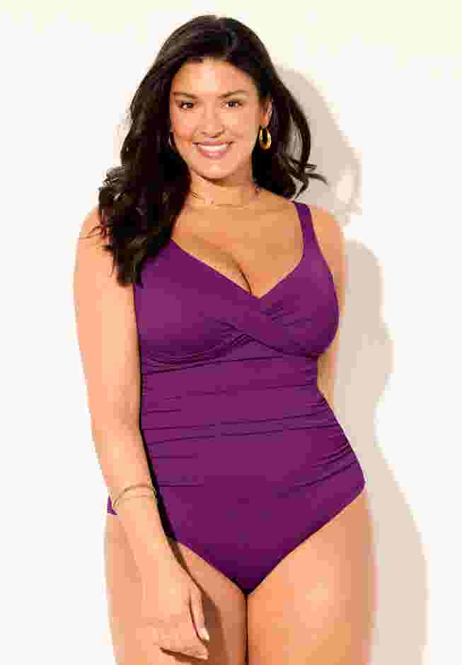 V-Neck One Piece Swimsuit image number 3