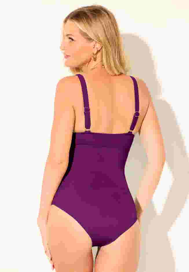 V-Neck One Piece Swimsuit image number 4