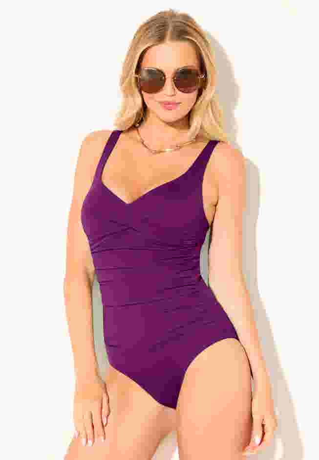 V-Neck One Piece Swimsuit image number 5