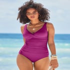 V-Neck One Piece Swimsuit image number 0
