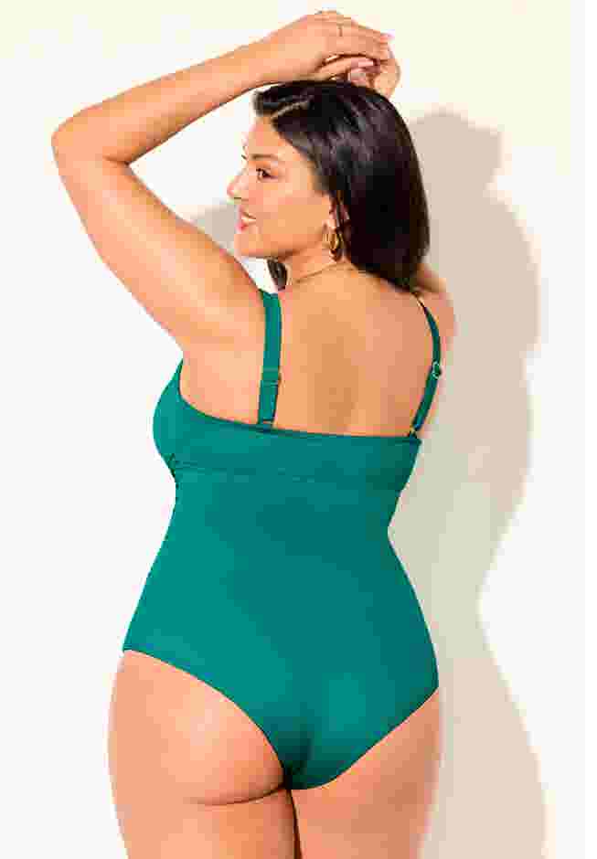 V-Neck One Piece Swimsuit image number 1