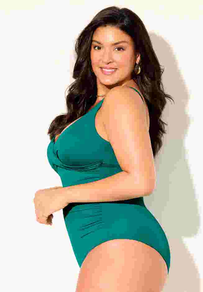 V-Neck One Piece Swimsuit image number 2