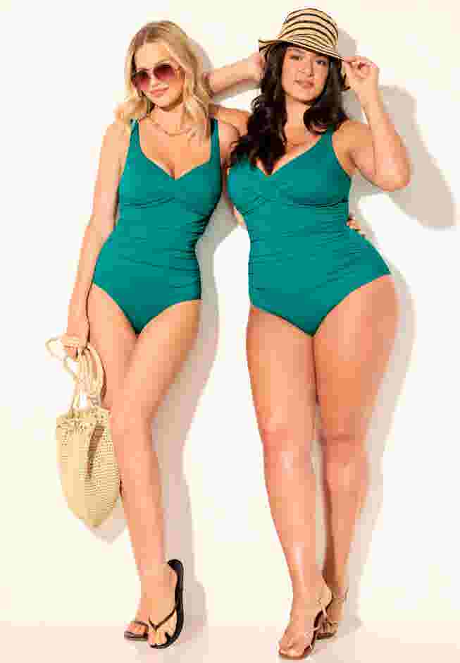 V-Neck One Piece Swimsuit image number 5