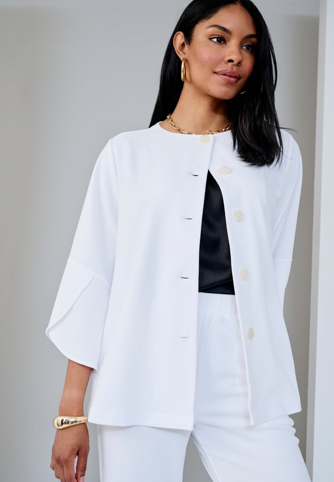 Stretch Knit Crepe Bell Sleeve 2-Piece Set image number 2