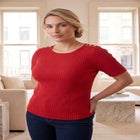 Button Ribbed Knit Pullover Sweater image number 0