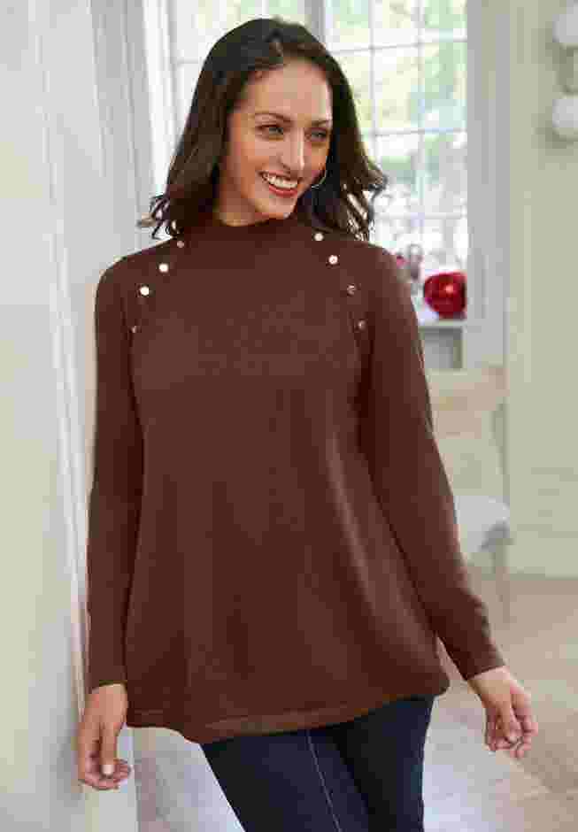 Gold Button Mockneck Sweater image number 0