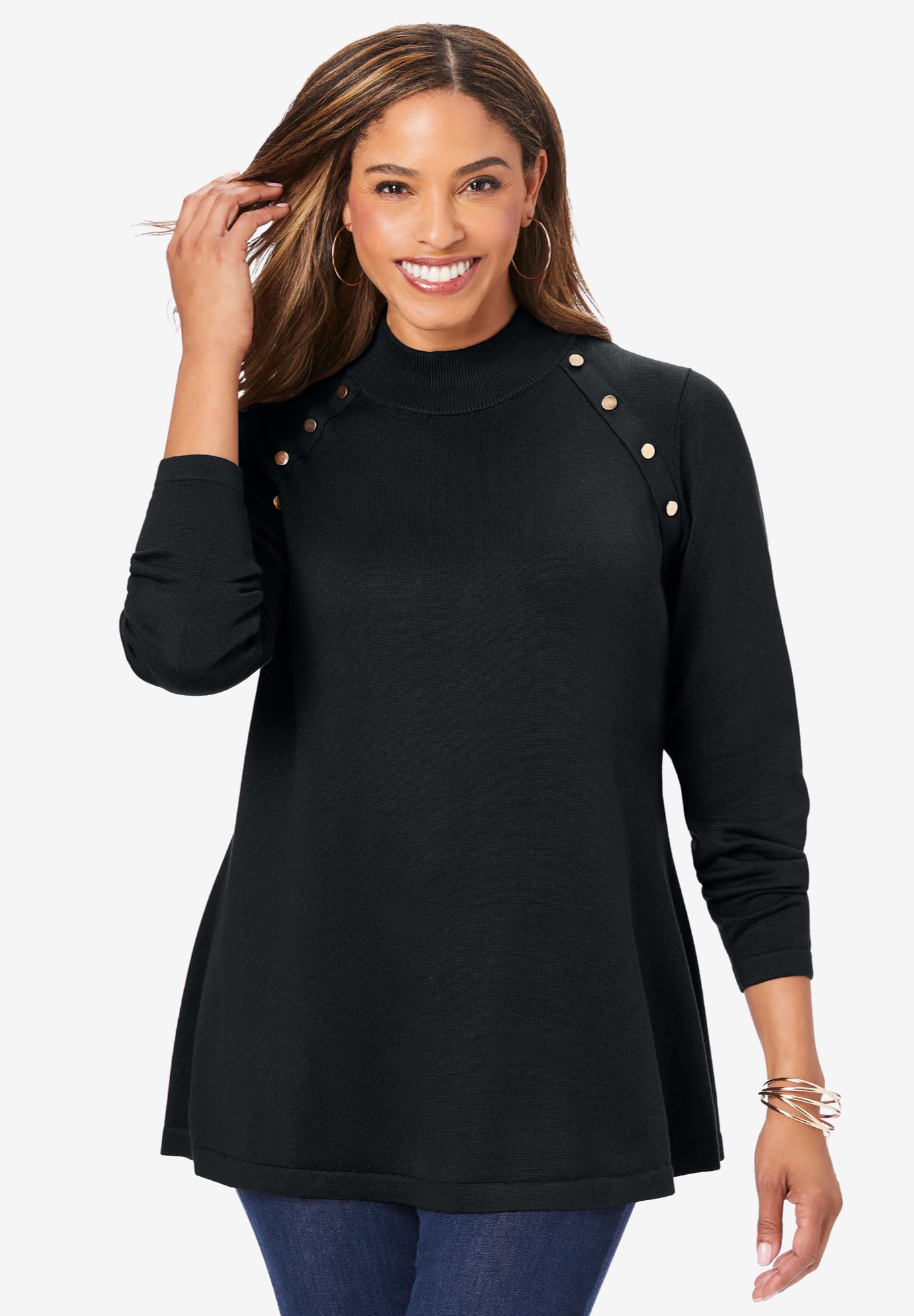 Gold Button Mockneck Sweater image number 0