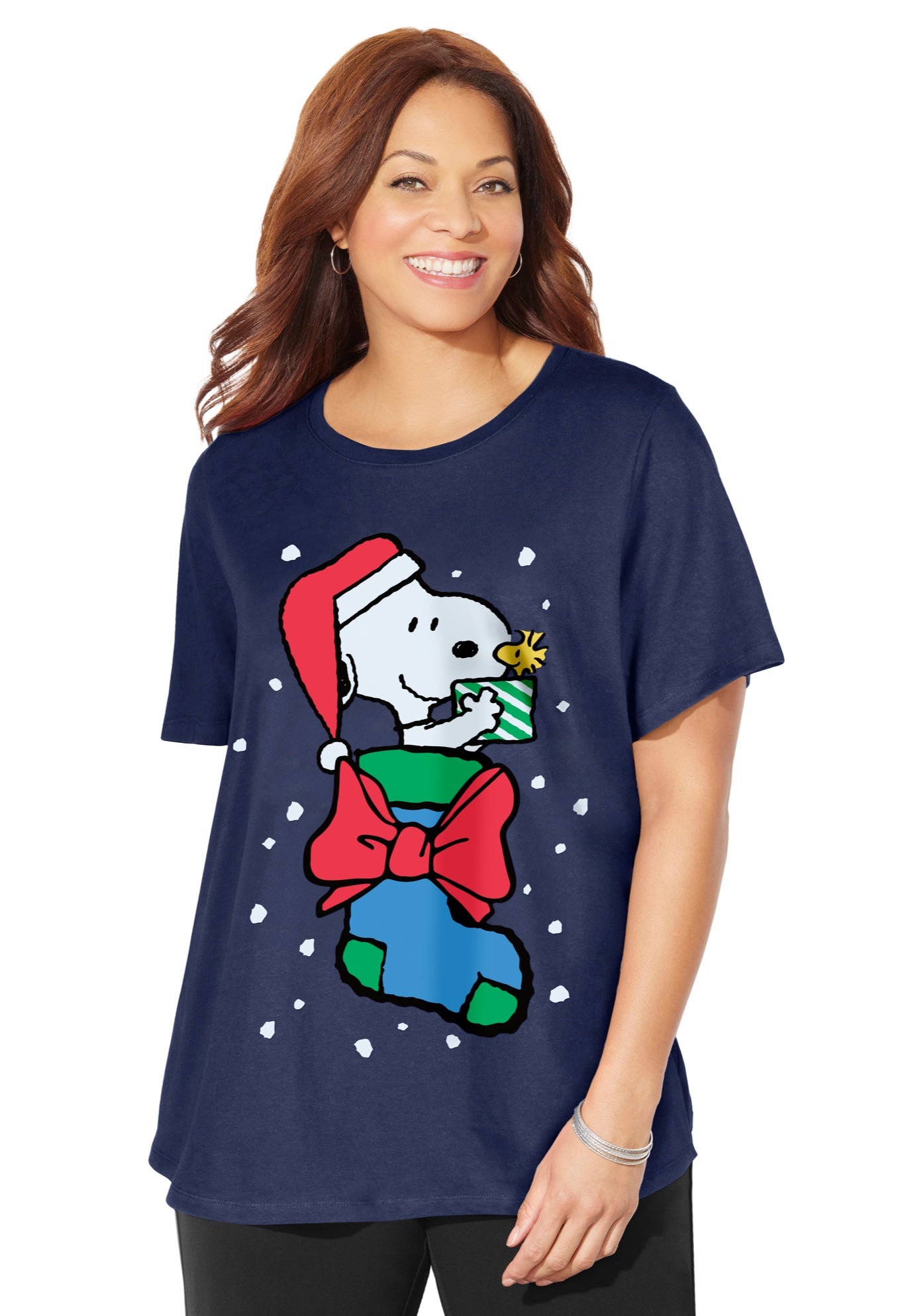 Peanuts Snoopy Stocking Christmas Tee image number 0