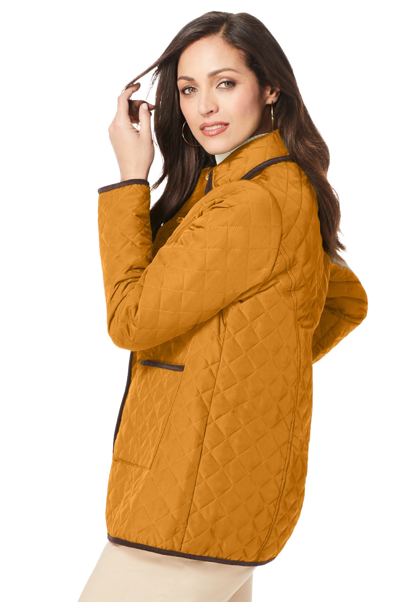 Snap-Front Quilted Coat image number 1