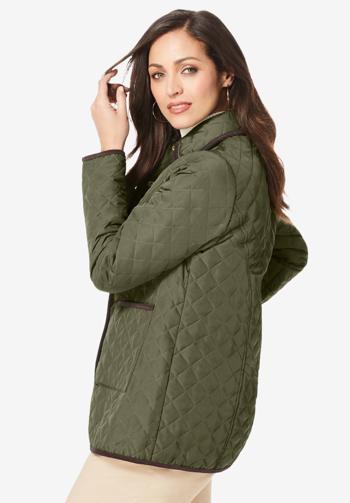 Snap-Front Quilted Coat image number 1