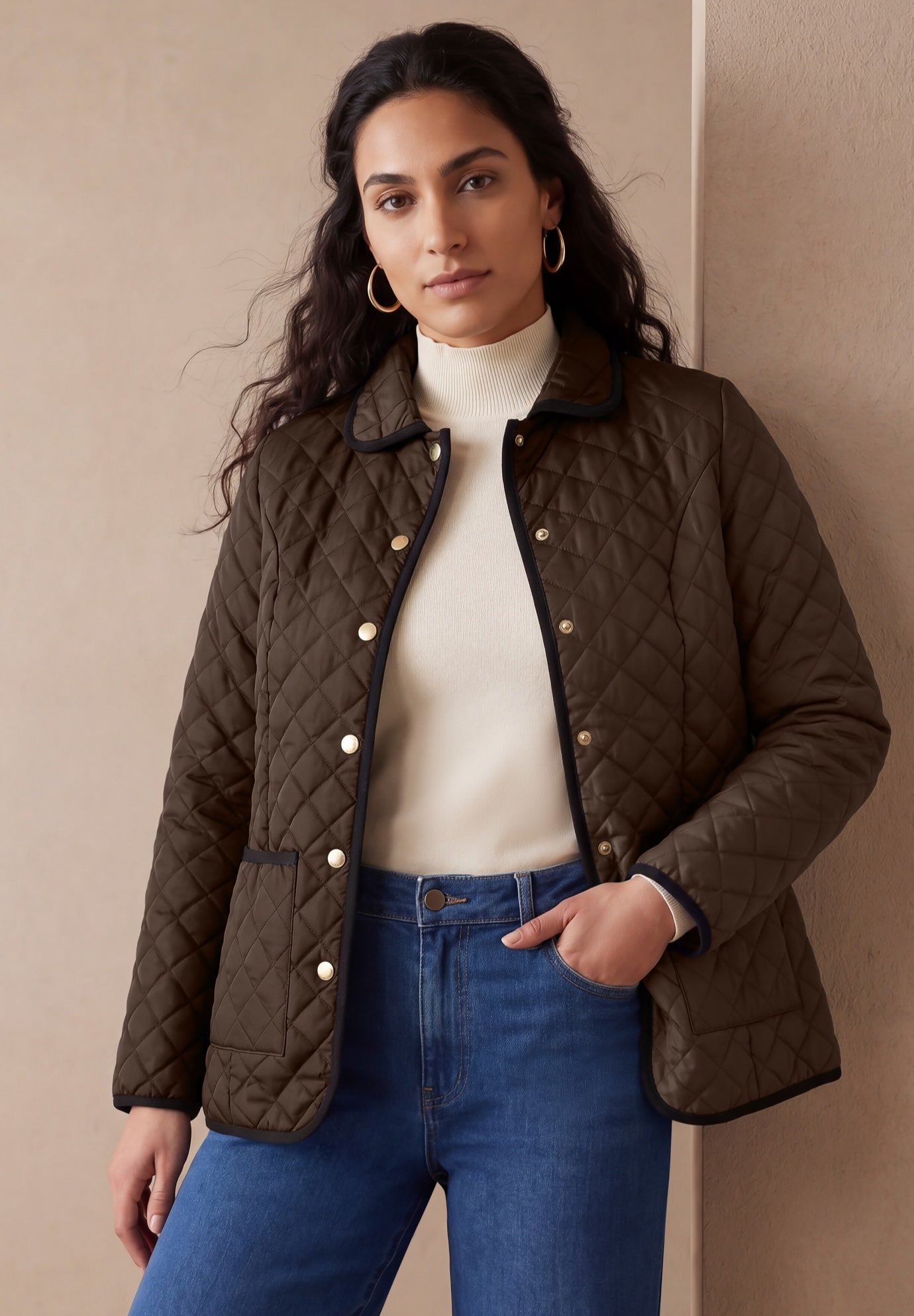 Snap-Front Quilted Coat image number 0