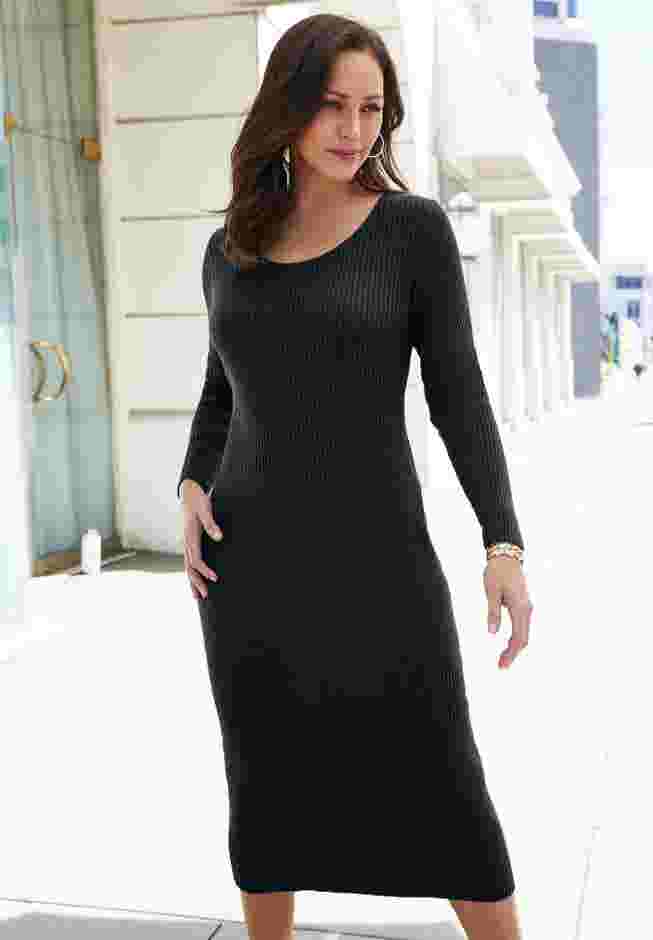 Scoop-Neck Sweater Dress image number 0