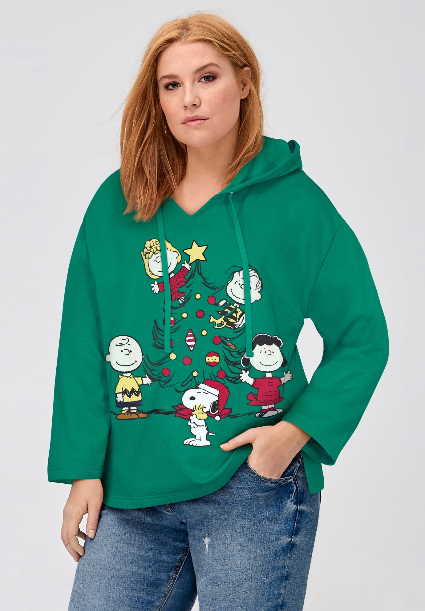 Peanuts Group Christmas Tree Hooded Sweatshirt image number 0