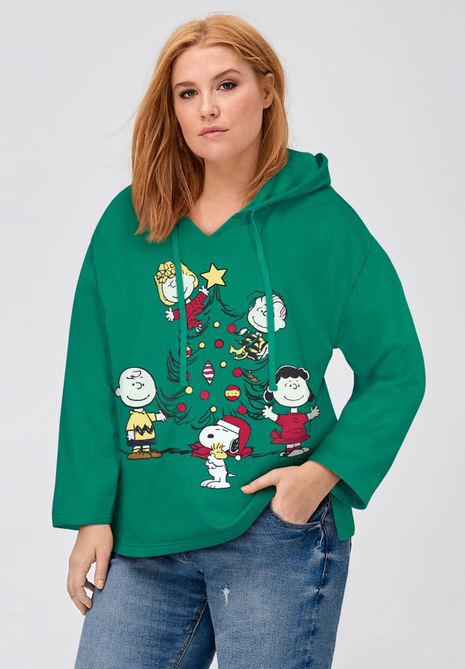 Peanuts Group Christmas Tree Hooded Sweatshirt image number 0