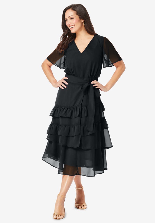 V-Neck Tiered Dress image number 0