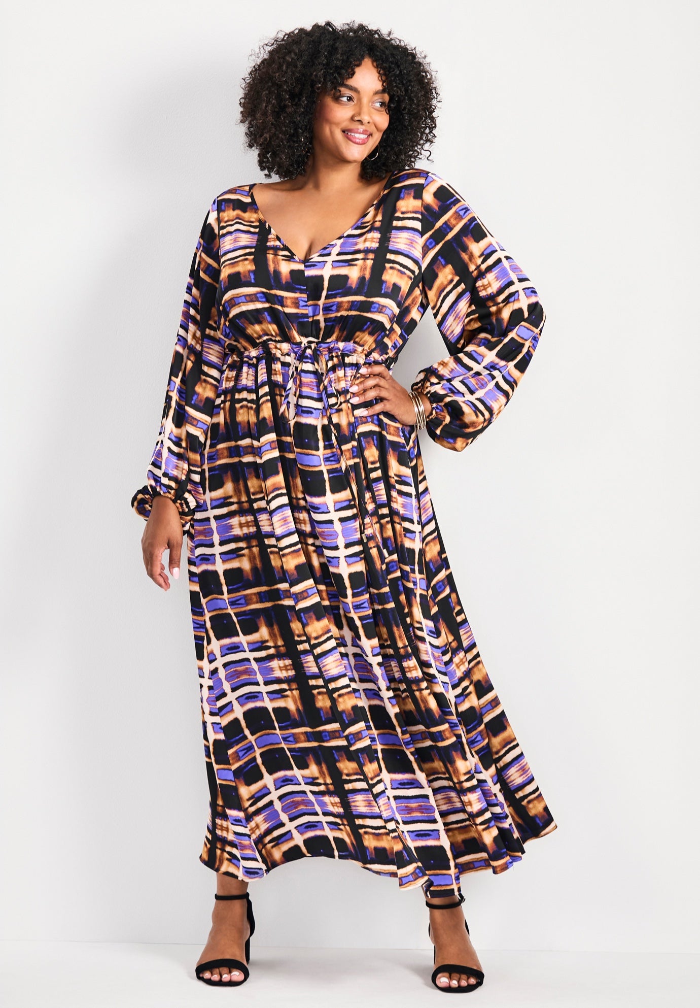 Goldi Satin Blouson Sleeve Maxi Dress image number 0