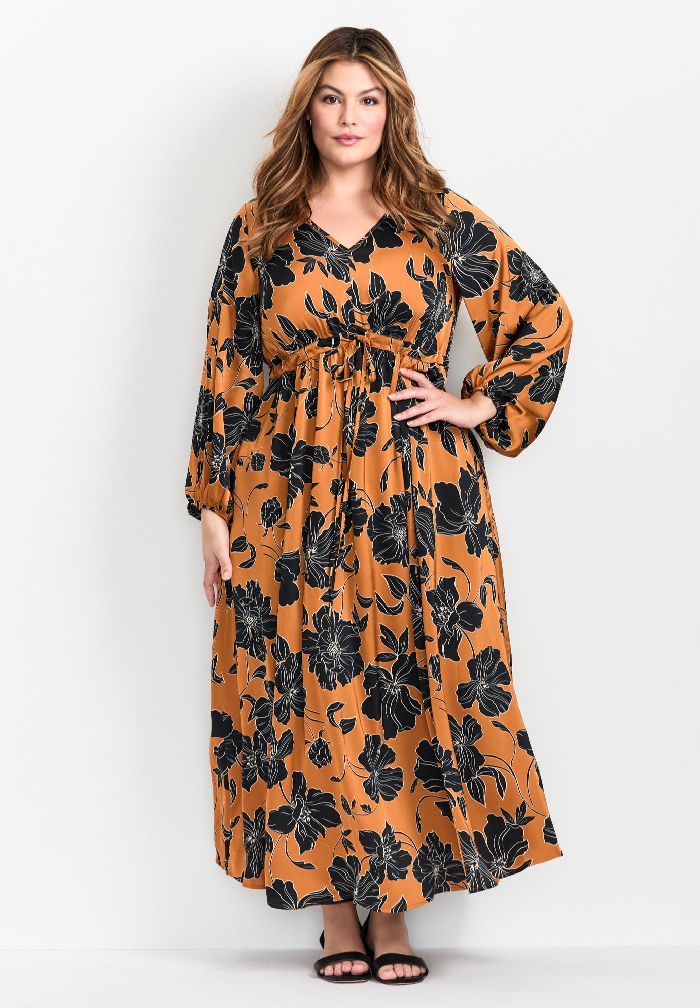 Goldi Satin Blouson Sleeve Maxi Dress image number 0