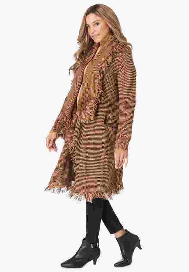 Shawl-Collar Fringe Jacket image number 2