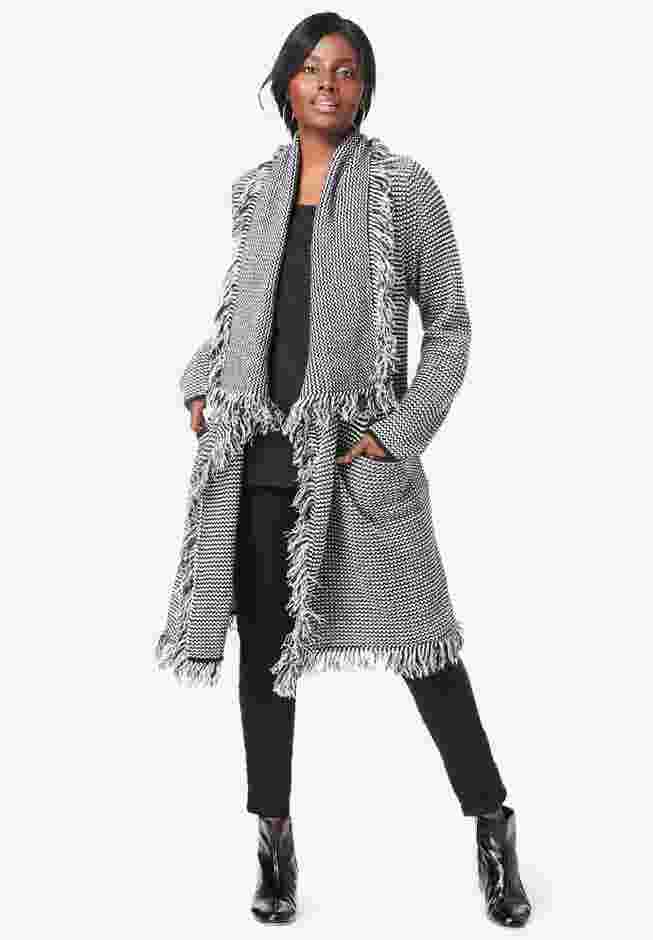 Shawl-Collar Fringe Jacket image number 0