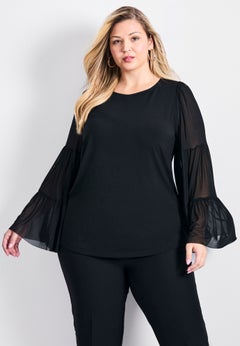 Mylo Mesh Bell Sleeve Top